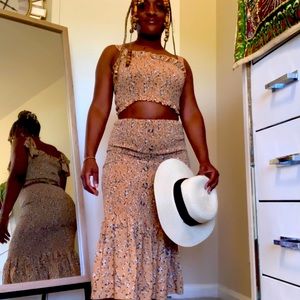 Earth tone floral print 2-piece